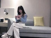 高颜值蓝衣妹子啪啪 互摸舌吻调情口交站立后入抽插猛操